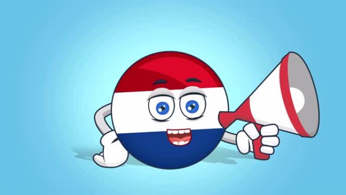 卡通图标旗荷兰荷兰扩音器扬声器，带阿尔法哑光面部动画