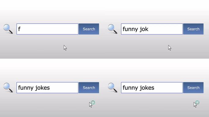 搞笑笑话-图形浏览器搜索查询，网页，用户输入搜索相关结果，计算机互联网技术。网页浏览打字字母，填写表