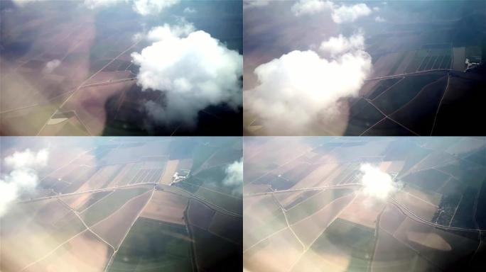 从上面云层的天空俯瞰农场和农业