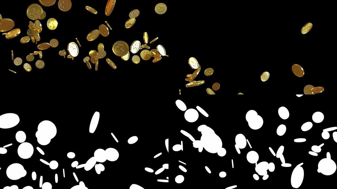 三叶草硬币掉落阿尔法层的3D动画