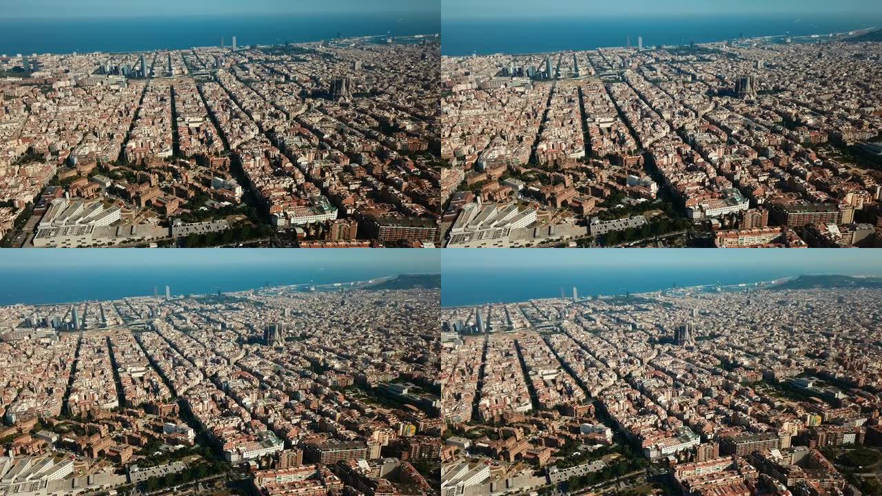 巴塞罗那城市景观的鸟瞰图
