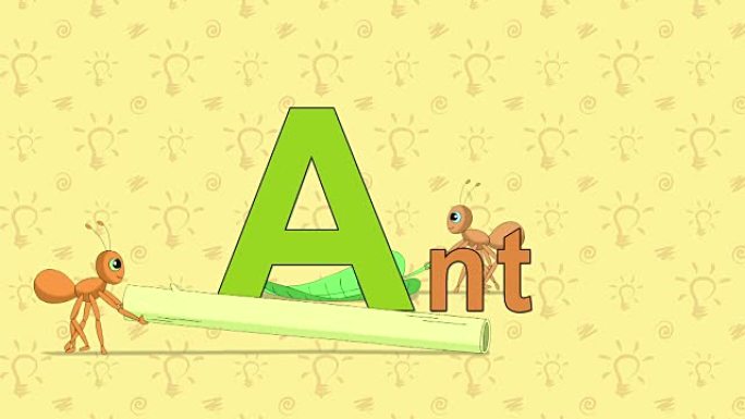 蚂蚁。英语动物园字母-字母A