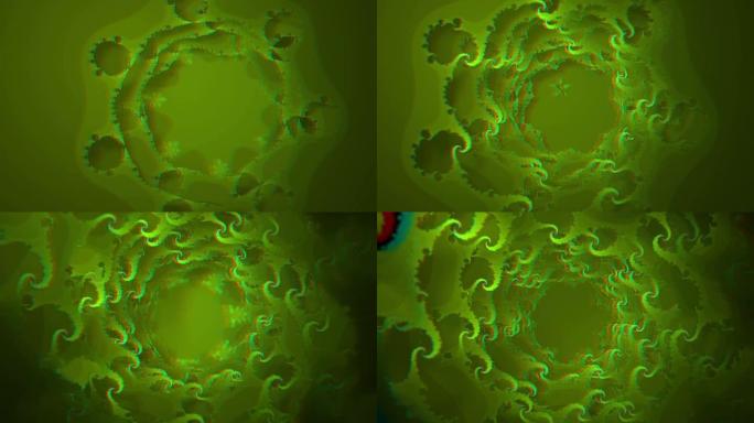 vj，绿色卷曲抽象。3d，立体，立体造型