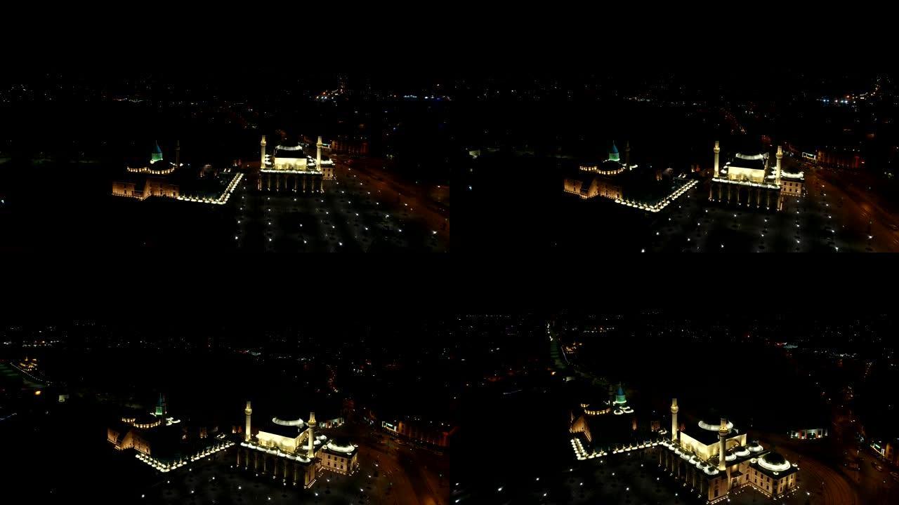 科尼亚梅弗拉纳清真寺综合体夜间鸟瞰图4