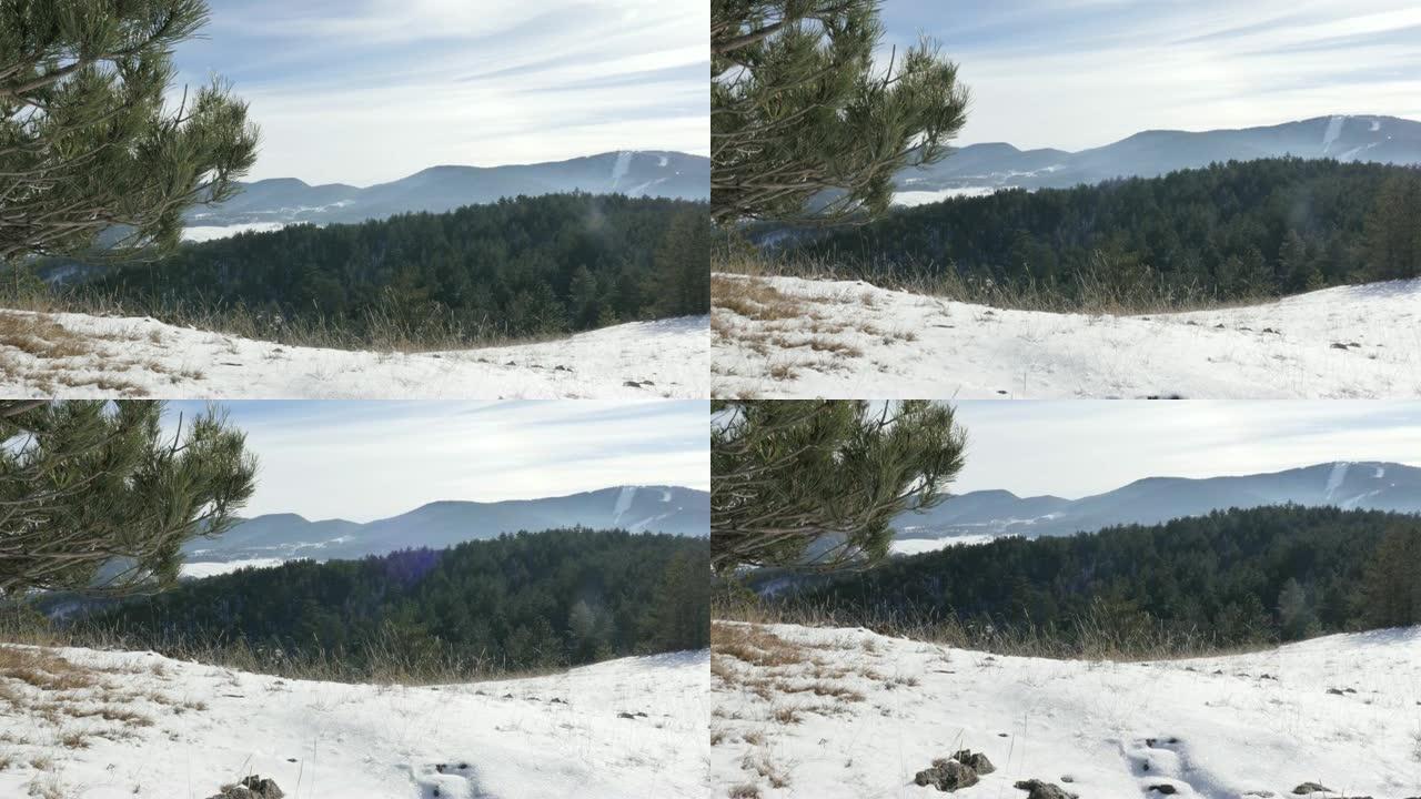 冬季4K 2160p 30fps超高清镜头-塞尔维亚西部的自然和山脉3840X2160 UHD倾斜视
