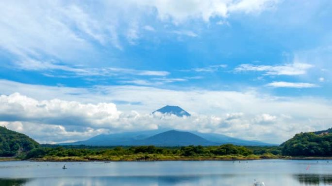 4k延时: 富士山在阴天夏季在Shoji湖