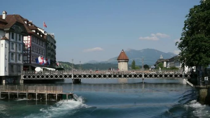 瑞士卢塞恩景观及其中世纪建筑。