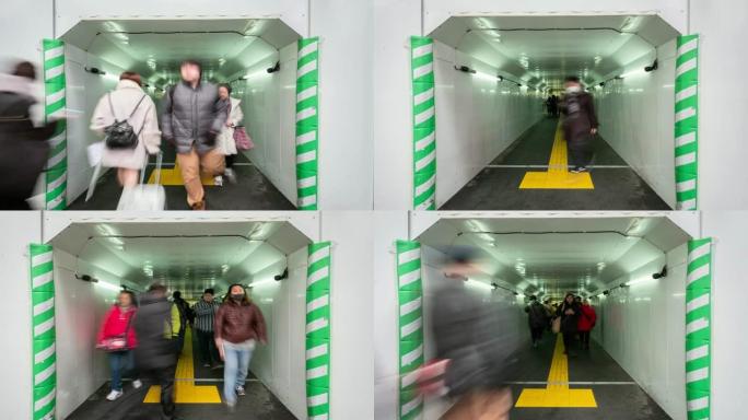 4k延时: 放大人群从日本秋叶原东京隧道中挤出