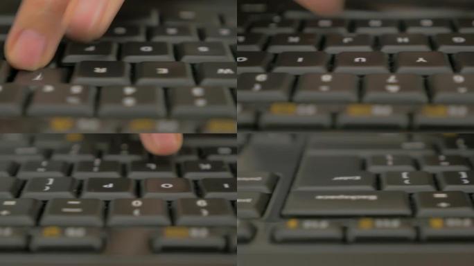 用多莉拍摄键盘按键，同时女性打字4K 2160p UHD镜头-女性办公室工作人员在键盘4K 3840