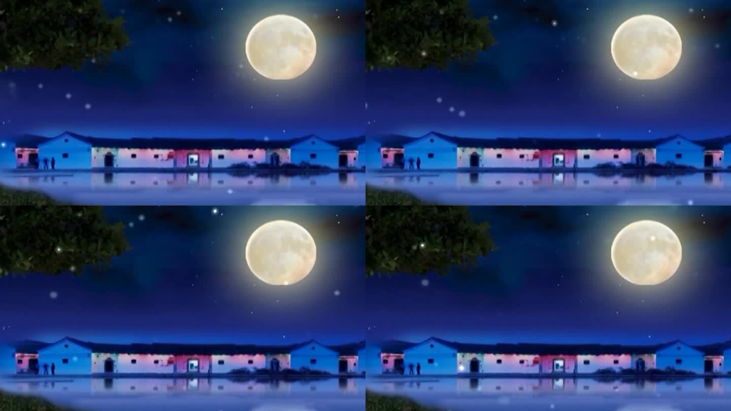 客家围龙屋月亮月色LED背景视频