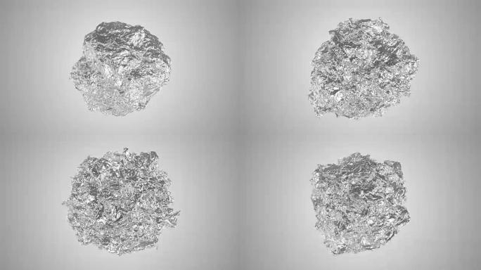 银铝球变形成箔无缝循环4k动画视频。