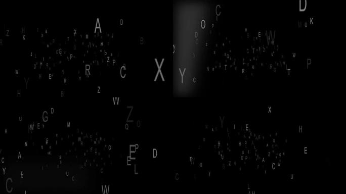 在黑色背景上以矩阵代码重复的字母