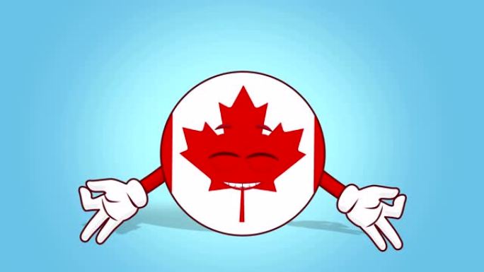 卡通图标旗加拿大禅宗冥想与阿尔法哑光面部动画