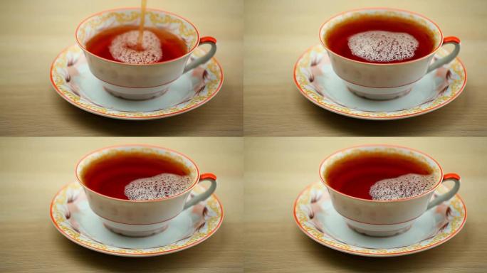 红茶杯木桌高清镜头
