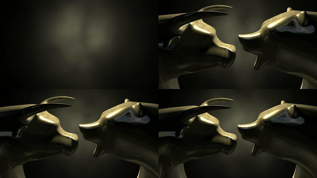 公牛和熊青铜铸件