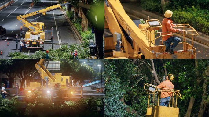 劳动人民市政维护高空作业城市夜间作业劳动