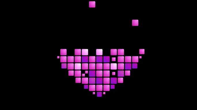 几何紫心符号动画背景