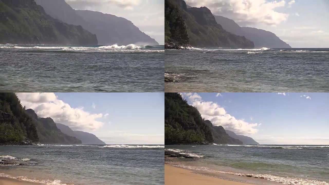 考艾岛海岸的汹涌水