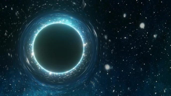 背景中巨大黑洞和恒星的奇异性。3D渲染循环动画。