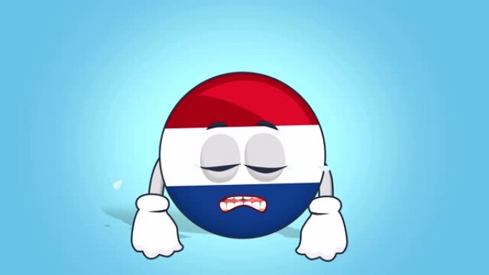 卡通图标旗荷兰荷兰哭泣与阿尔法哑光面部动画