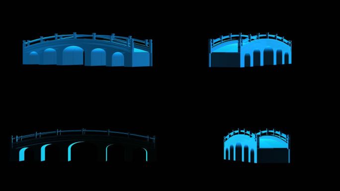 中式桥梁全息蓝色科技通道素材
