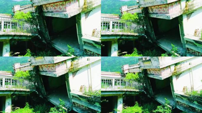 汶川地震倒塌的建筑航拍