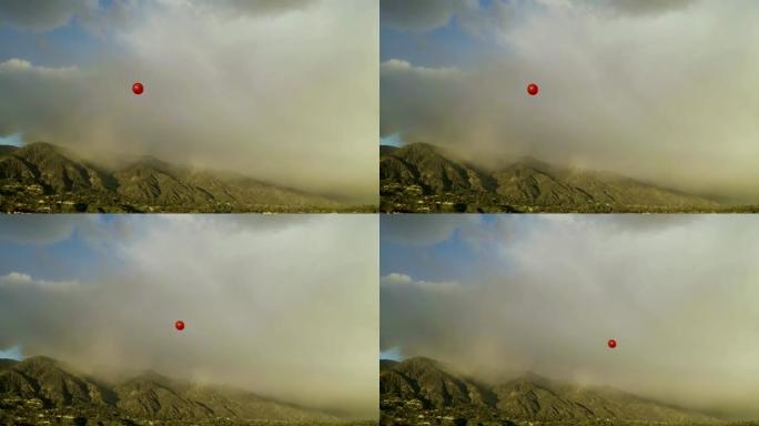 漂浮在天空中的红色气球
