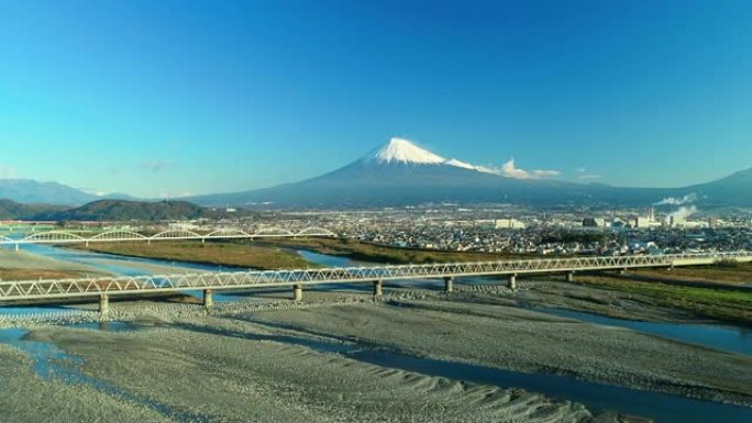 从天空出发的富士山和富士河