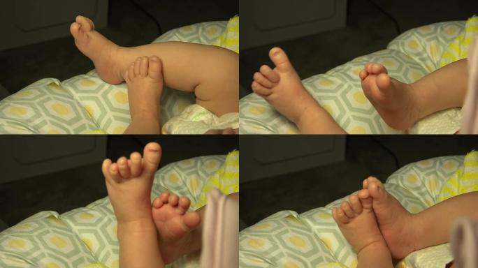 两个婴儿脚的特写。从4k分辨率掌握!专业降级为卓越的1080高清分辨率。100% 原创内容。