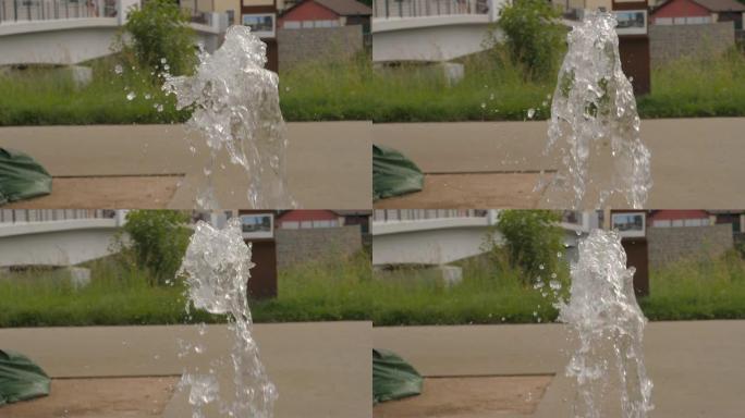 地下水喷泉慢动作镜头-一个喷口