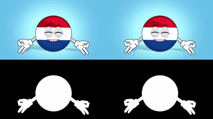 卡通图标旗荷兰荷兰禅与阿尔法哑光面部动画