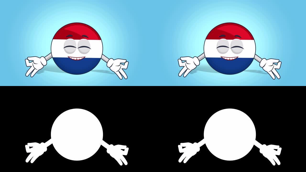 卡通图标旗荷兰荷兰禅与阿尔法哑光面部动画