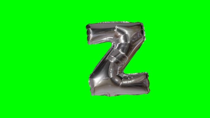 大字母Z来自漂浮在绿色屏幕上的字母氦银气球