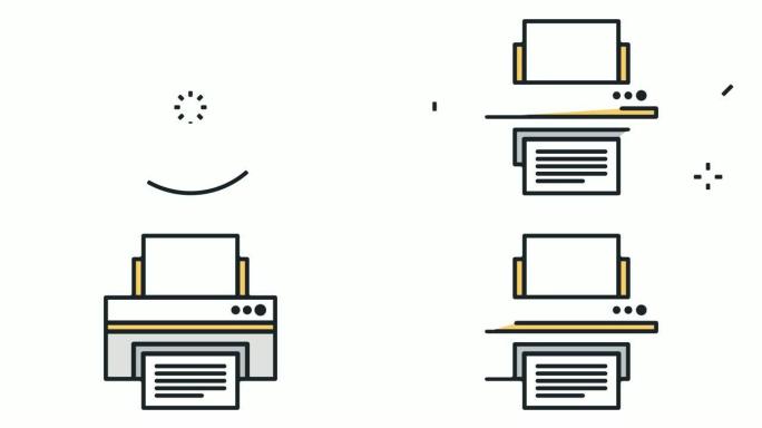 带有Alpha的打印机维修和维护行图标动画