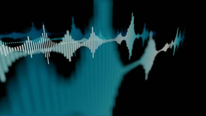 抽象蓝色声波。3D渲染循环动画。