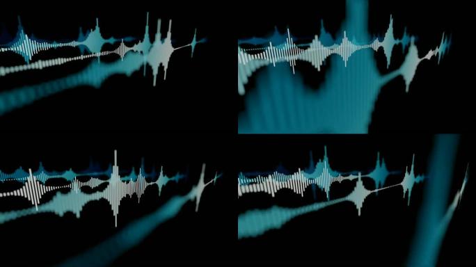 抽象蓝色声波。3D渲染循环动画。