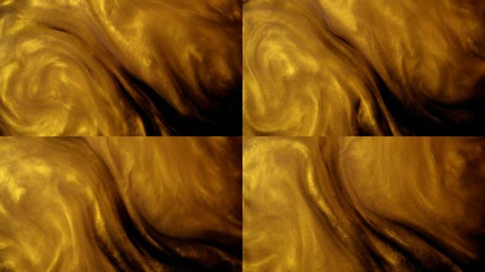 墨水被倒入水中，黄色和黑色。水中墨水。彩色抽象烟雾爆炸动画。