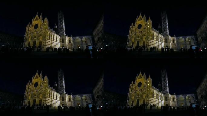 4k夜晚的锡耶纳大教堂