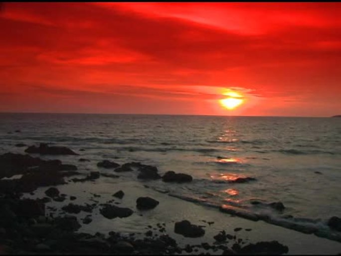 海洋日落，固定，马萨特兰，墨西哥。