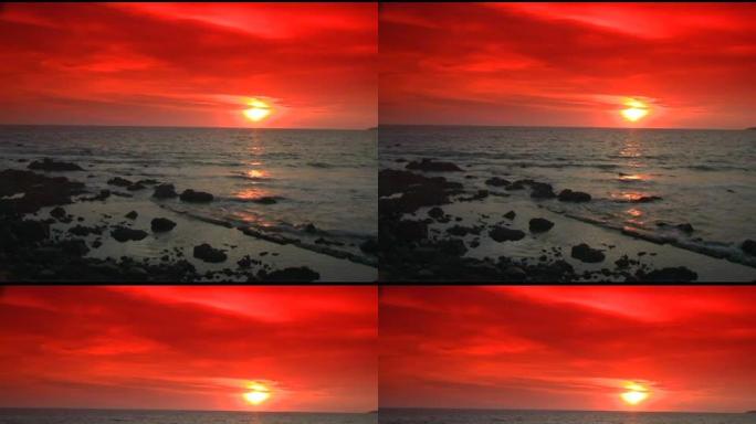 海洋日落，固定，马萨特兰，墨西哥。