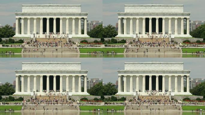美国华盛顿特区倒影池上空的林肯纪念堂