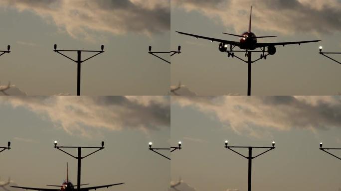 飞机降落在机场