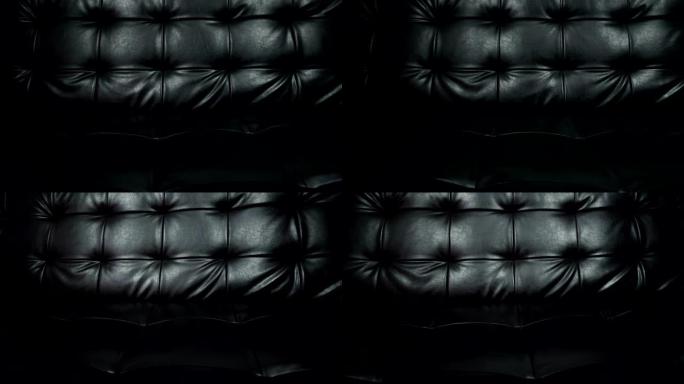 美丽黑色真皮沙发纹理滑块拍摄，两张照片