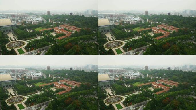 武汉城市景观博物馆公园屋顶全景4k中国