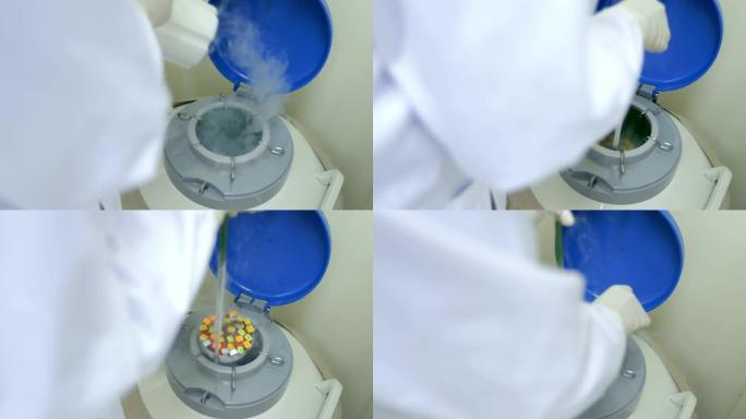 科学家将细胞放入实验室的液氮罐，概念科学与技术