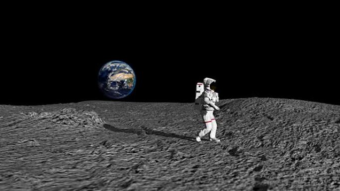 宇航员在月球上漫步，在月球上慢动作跳舞。NASA提供的这段视频的元素。