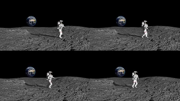 宇航员在月球上漫步，在月球上慢动作跳舞。NASA提供的这段视频的元素。