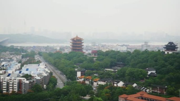 武汉城市景观屋顶全景4k中国