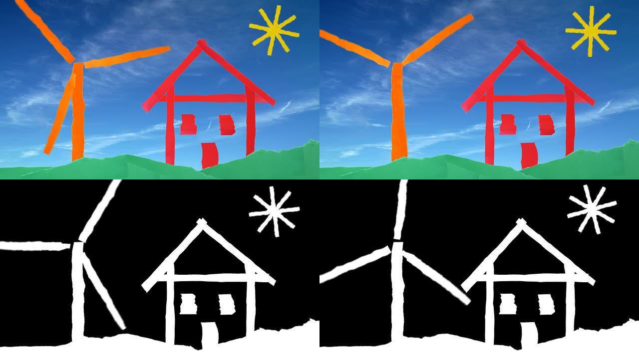可再生能源-风能和阳光。