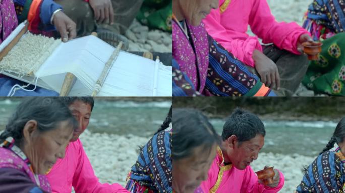 藏族妇女纺线织布